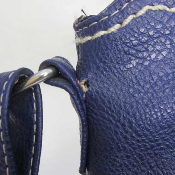 BOC Vinyl Blue Faux Leather Crossbody Adjustable Strap Medium Zip Close - Picture 13 of 16